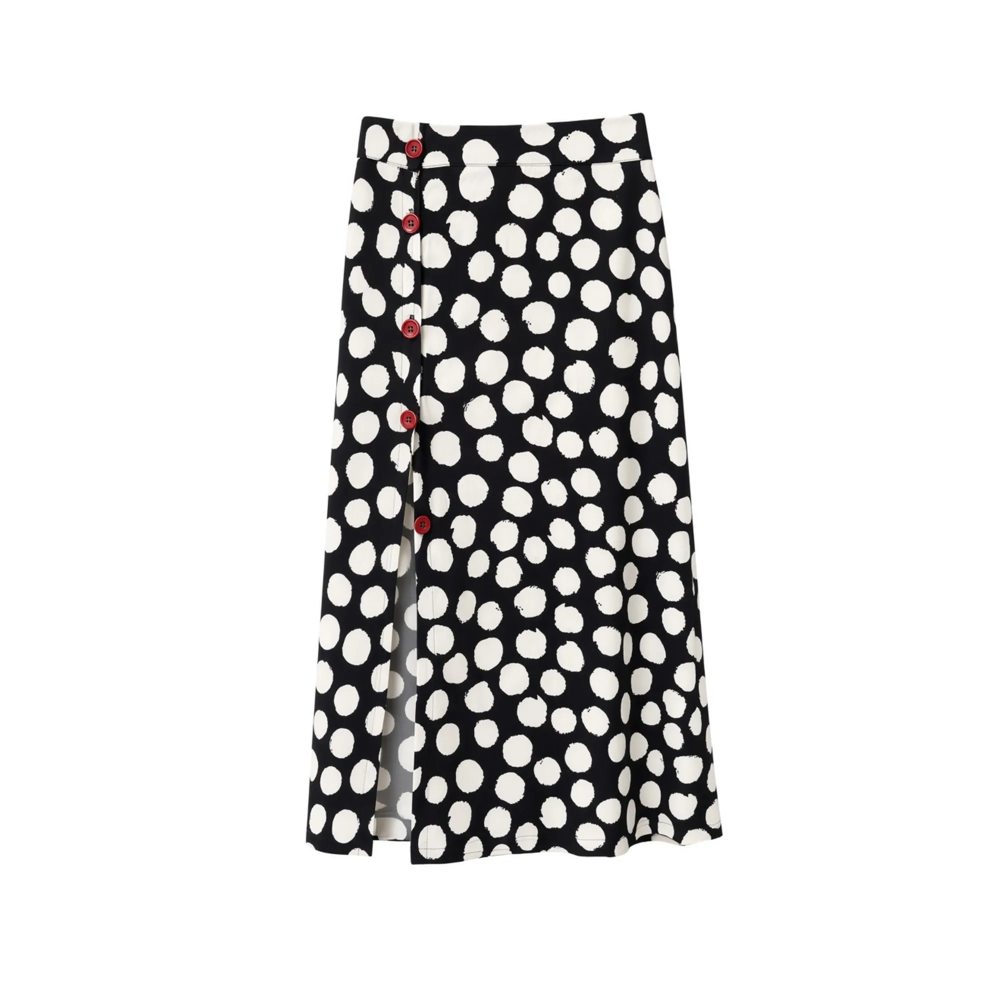 A buttoned skirt without any spots.