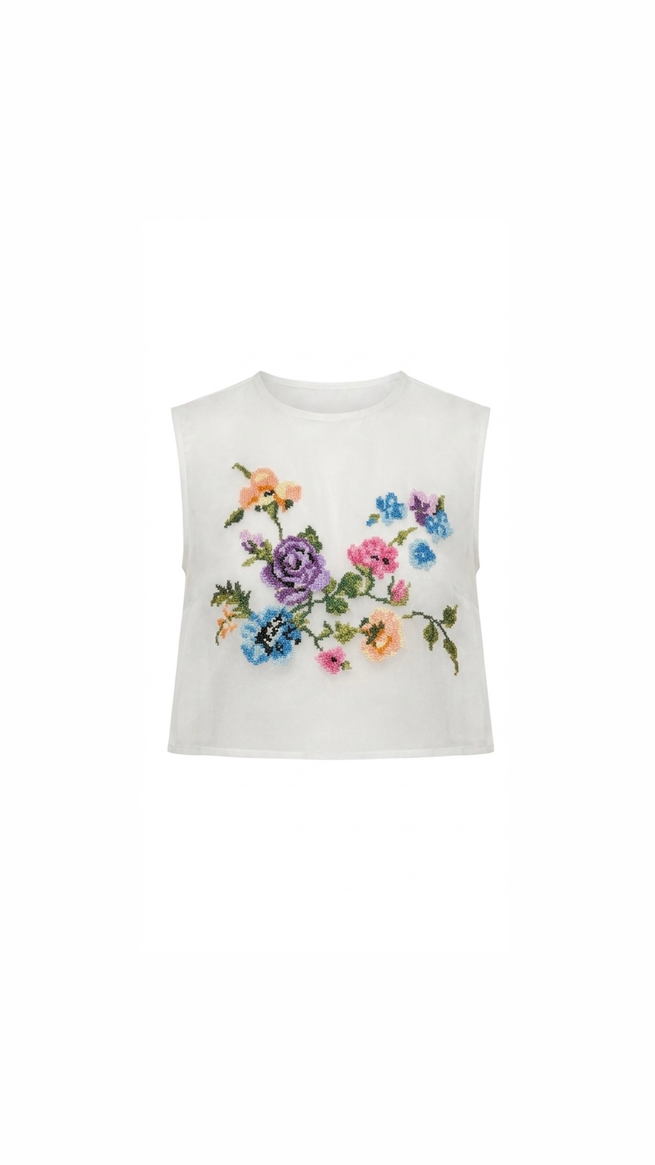 Silk embroidered top