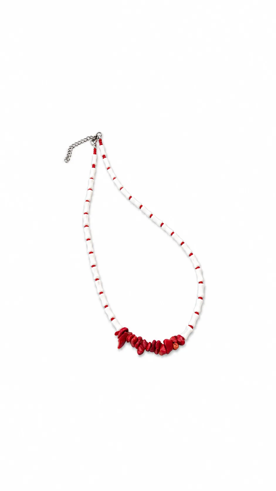 White agate and coral necklace