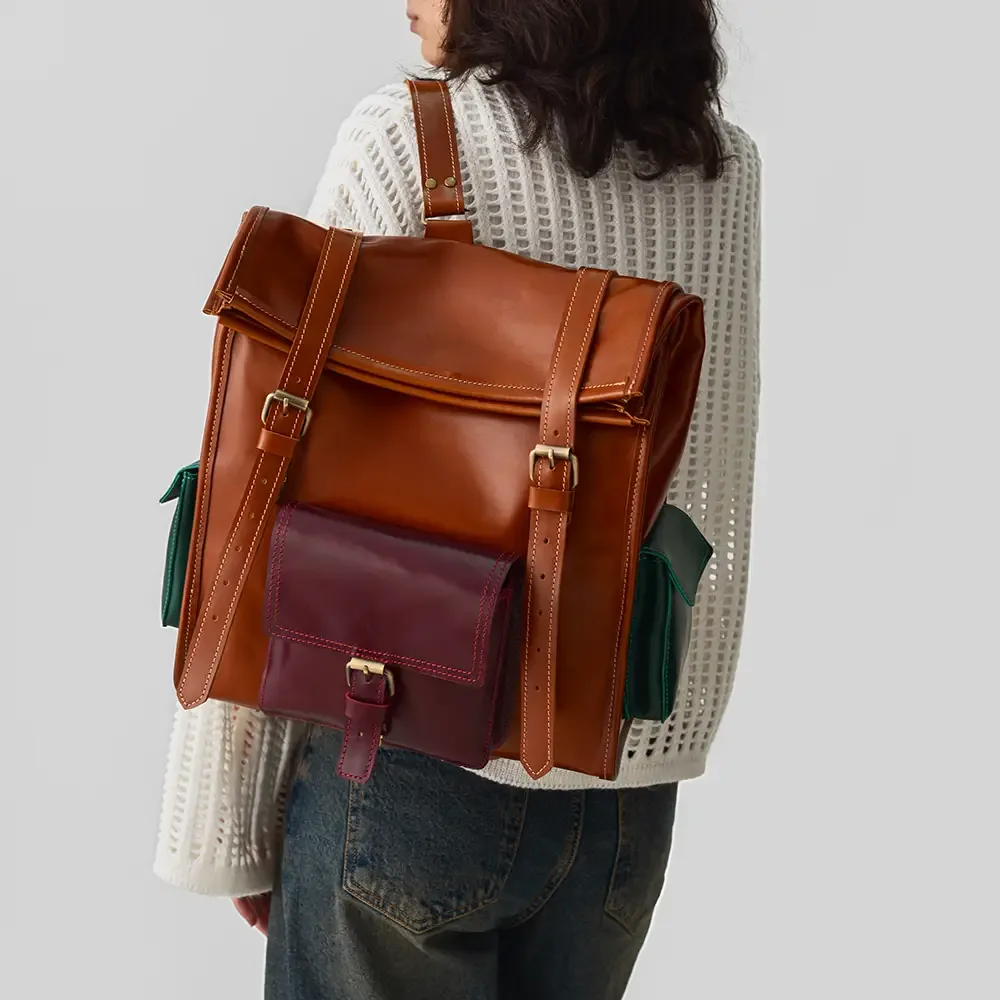 Natural leather backpack, Honia model thumbnail 1