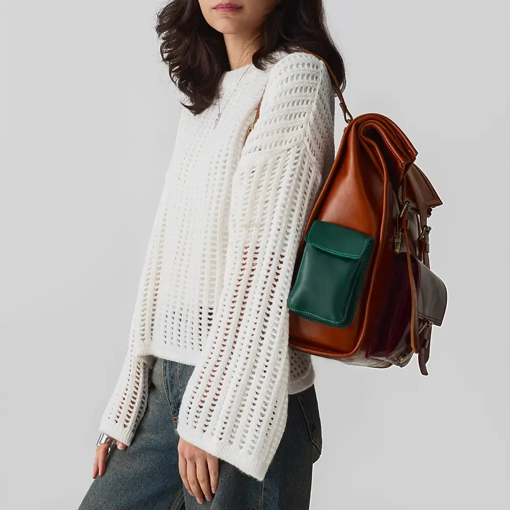 Natural leather backpack, Honia model thumbnail 2