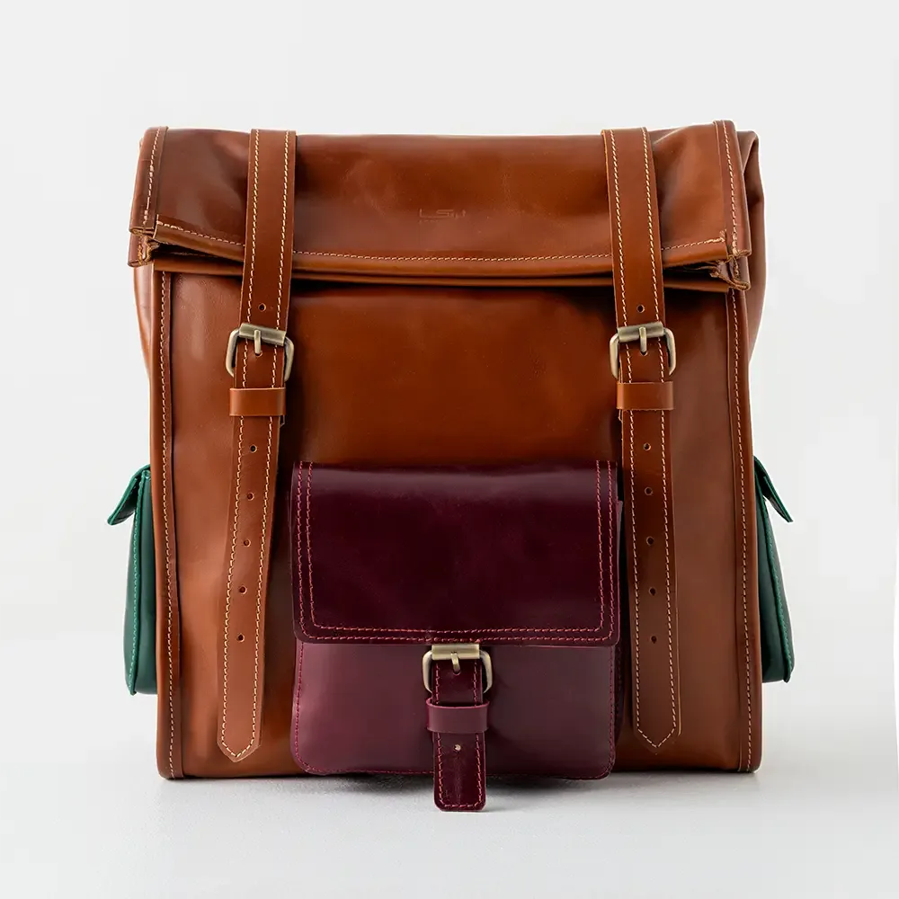 Natural leather backpack, Honia model thumbnail 3