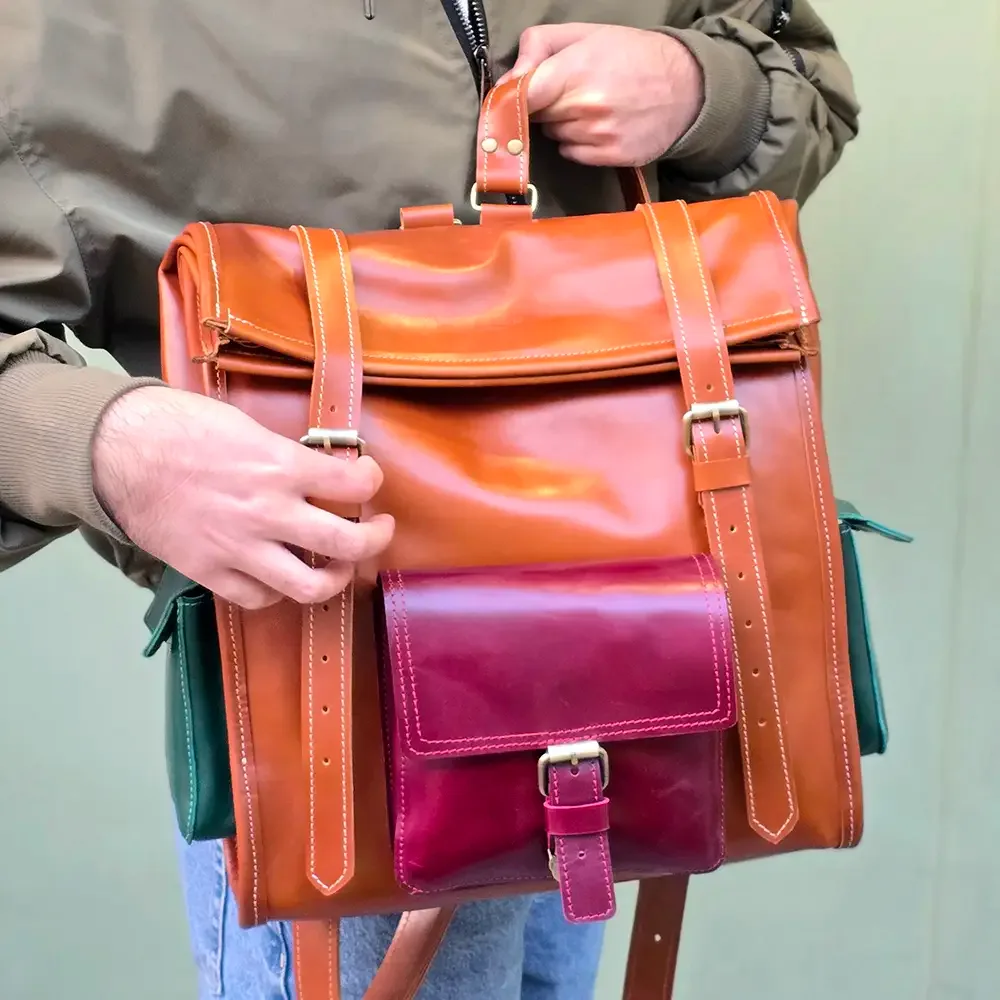 Natural leather backpack, Honia model thumbnail 6