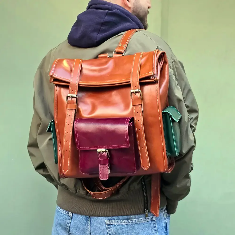 Natural leather backpack, Honia model thumbnail 7