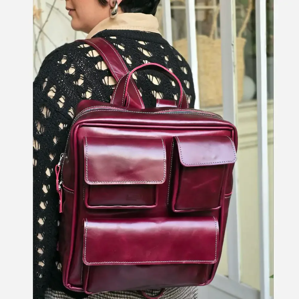 Natural leather backpack Raman model thumbnail 3
