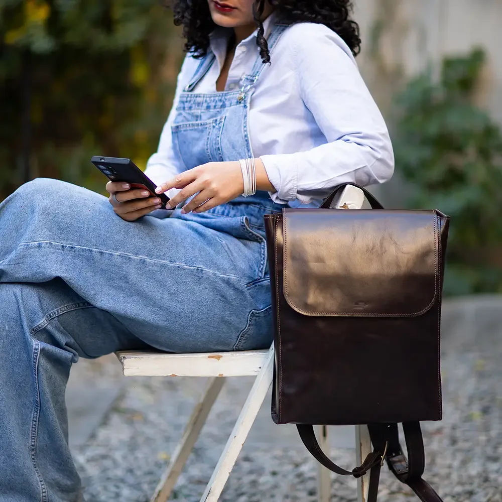 Natural leather backpack, Mahan model thumbnail 2
