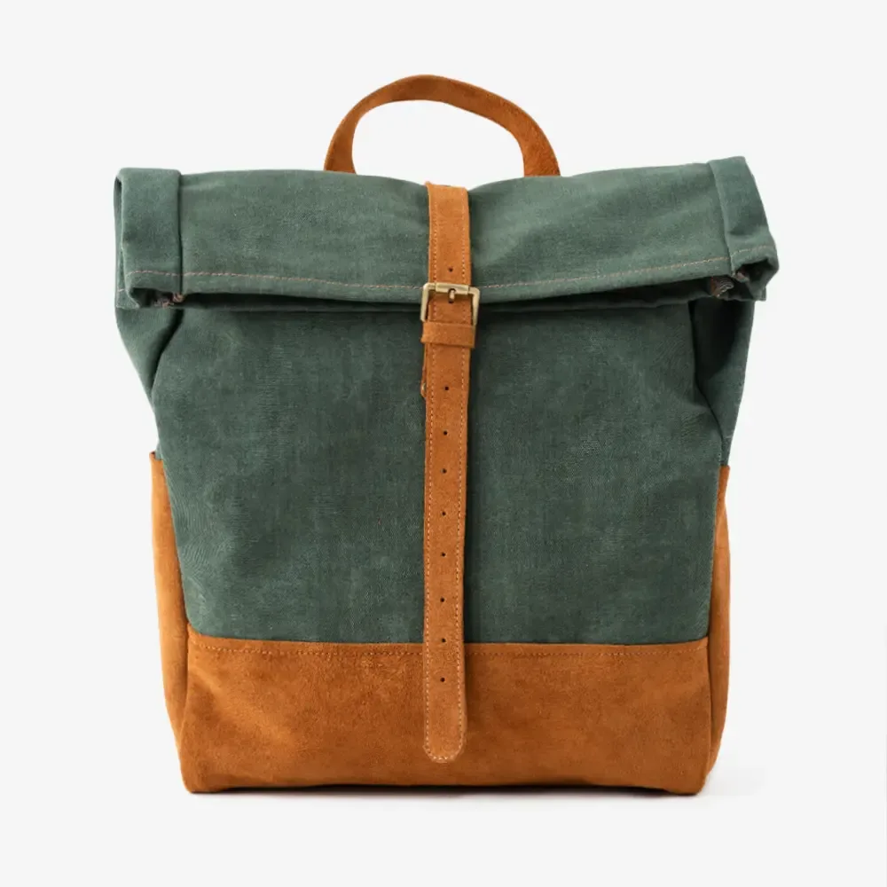 Hymen model natural leather and canvas backpack thumbnail 1