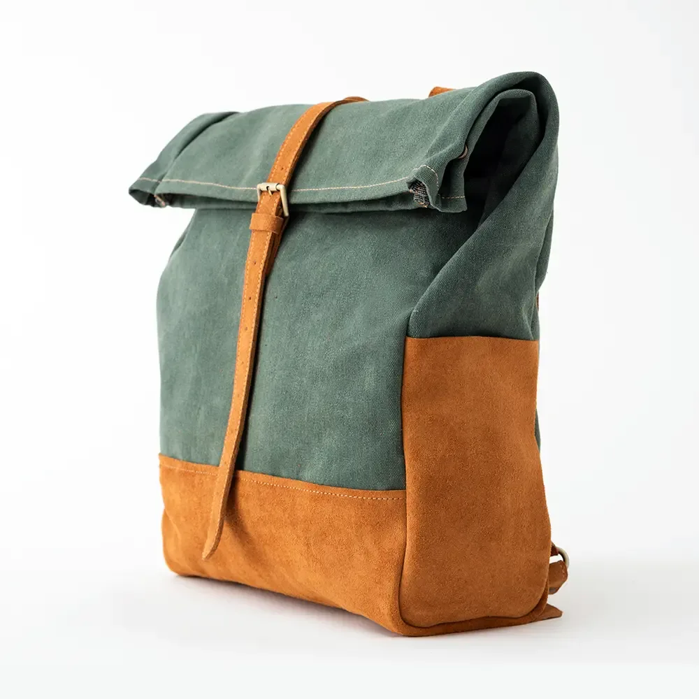 Hymen model natural leather and canvas backpack thumbnail 2