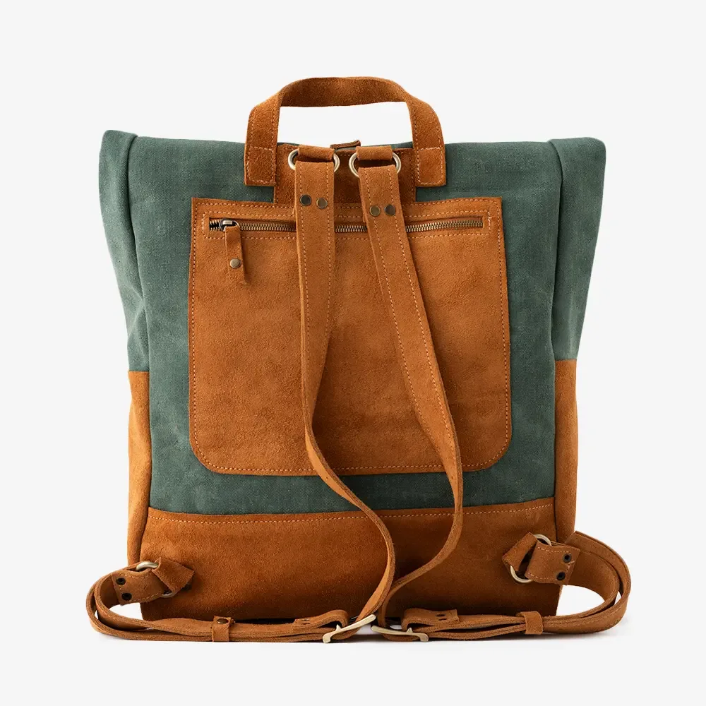 Hymen model natural leather and canvas backpack thumbnail 3