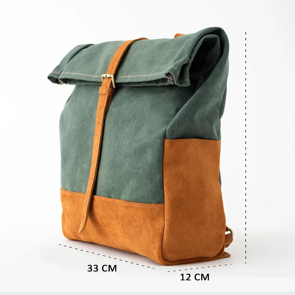Hymen model natural leather and canvas backpack thumbnail 4