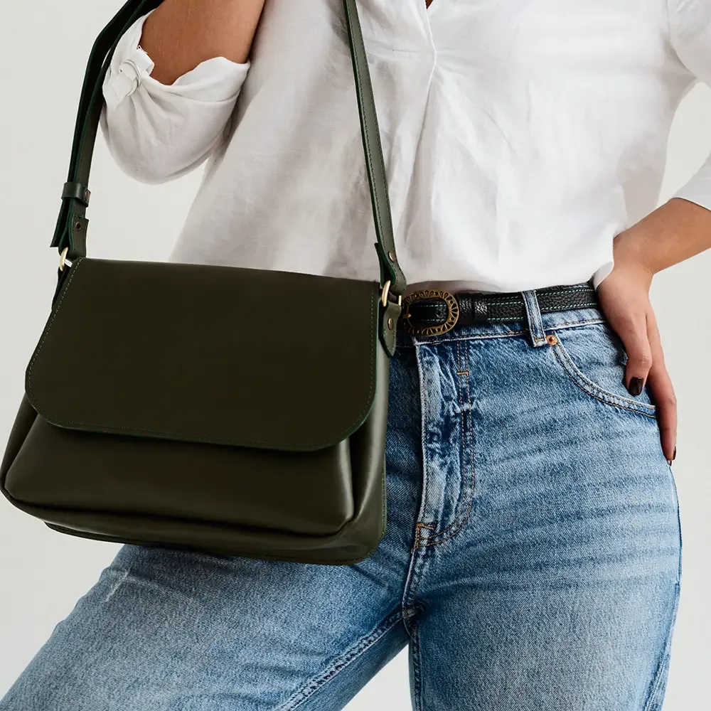 کیف دوشی چرم طبیعی مدل تینا